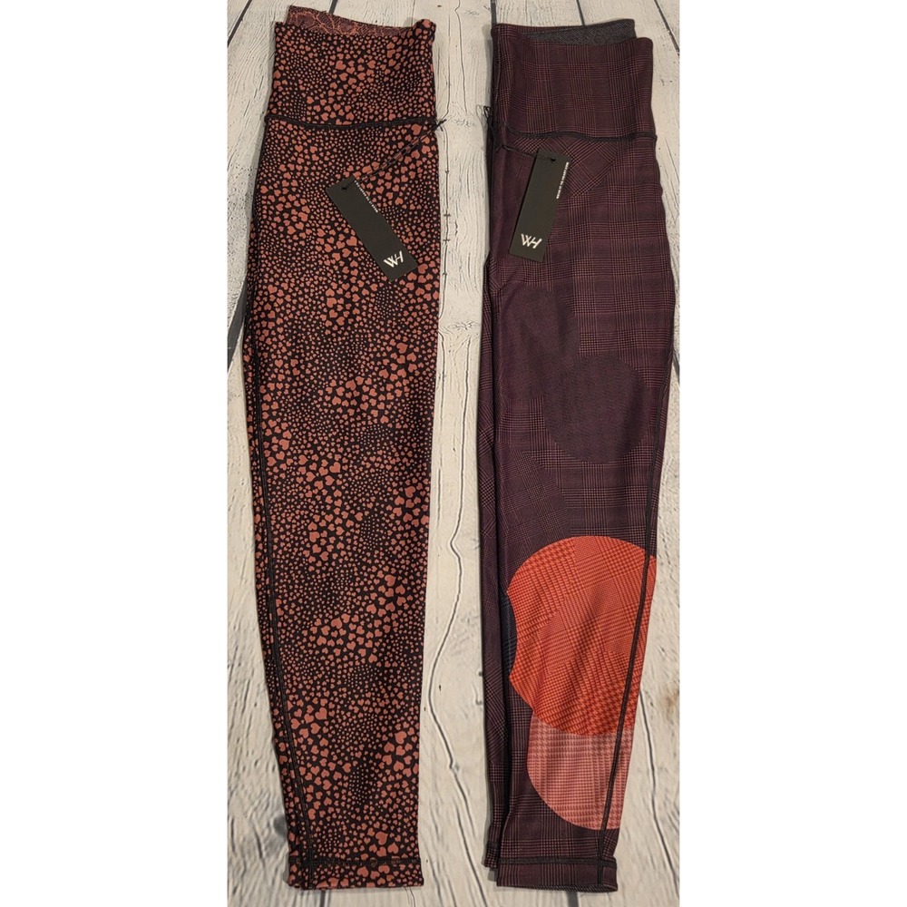 Womens High Waisted Reversible Leggings Set Of 2 By WITH Wear It To Heart NWT XL